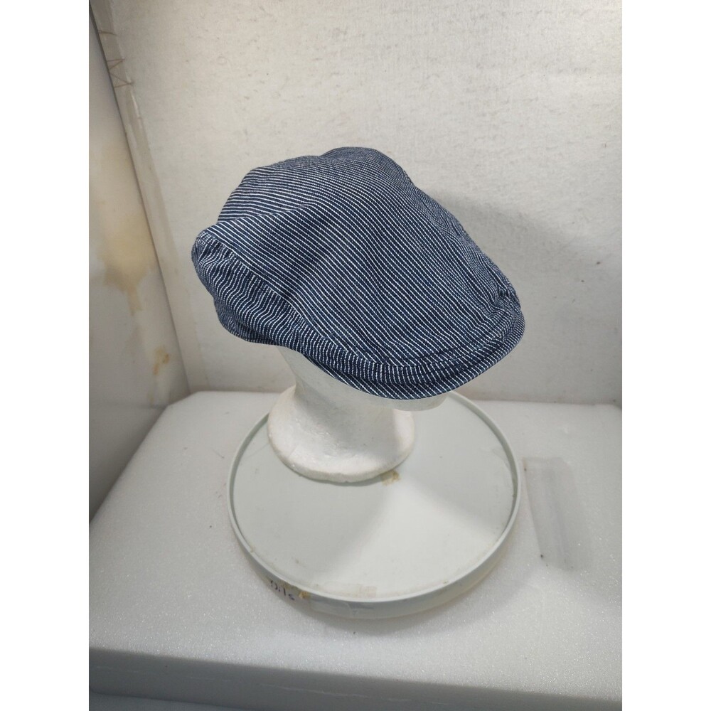 Vintage Levi Caddie Newsboy Blue White Railroad Stripe Flat Cap L  (23")Y2K 90's